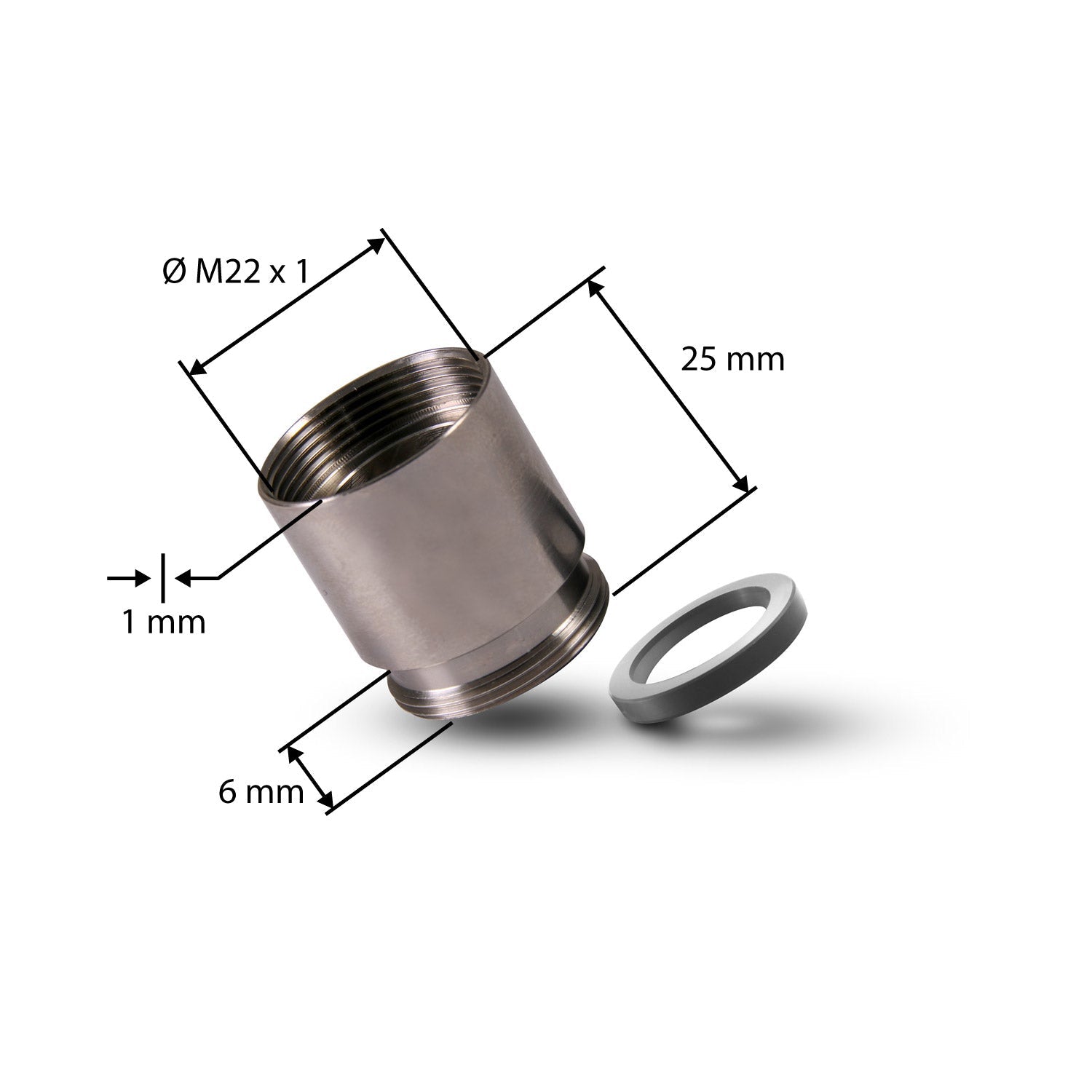 Alb Filter® Gewindeadapter M22. Dünnwandige Buchse mit Dichtung | Edelstahl - Osmoseanlage-kaufen.de