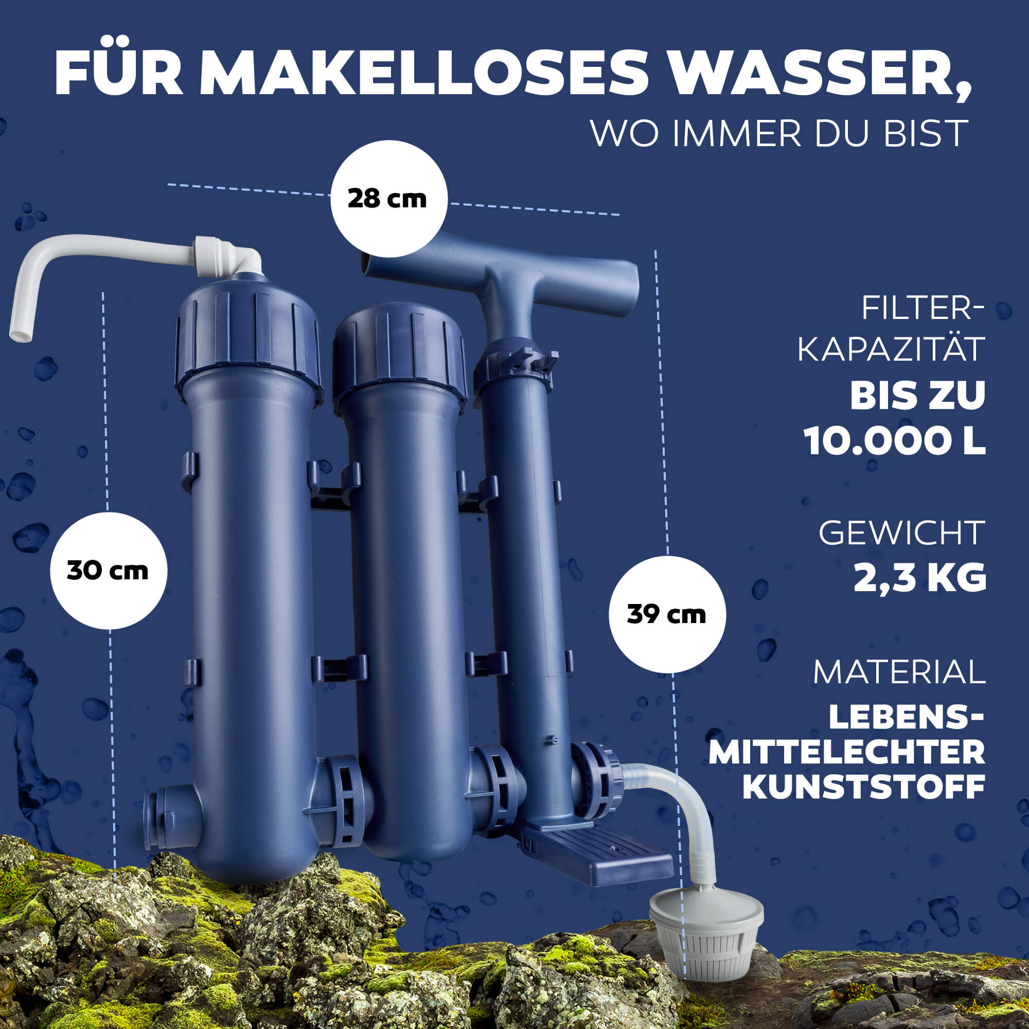 HYDROSOLVE Outdoor Tragbarer Wasserfilter Camping Notfall Wasseraufbereitungssystem mit Handpumpe Filtration für Wandern und Camping - Osmoseanlage-kaufen.de