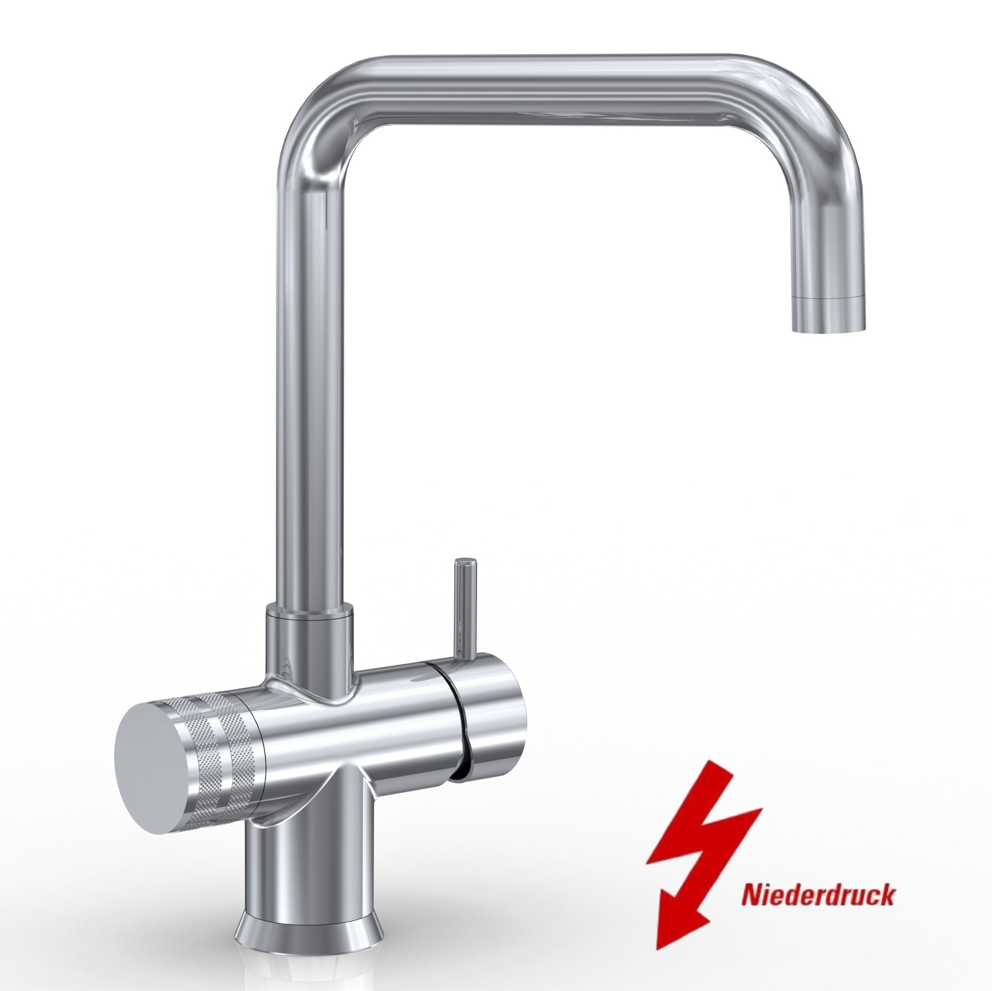Designer Drei-Wege-Wasserhahn GM U-Auslauf Edelstahl Look (NIEDERDRUCK) - Osmoseanlage-kaufen.de