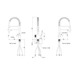 Designer Spiralfeder-Drei-Wege-Wasserhahn LUXURY VEGA Edelstahl Look (NIEDERDRUCK) 45 cm - Osmoseanlage-kaufen.de