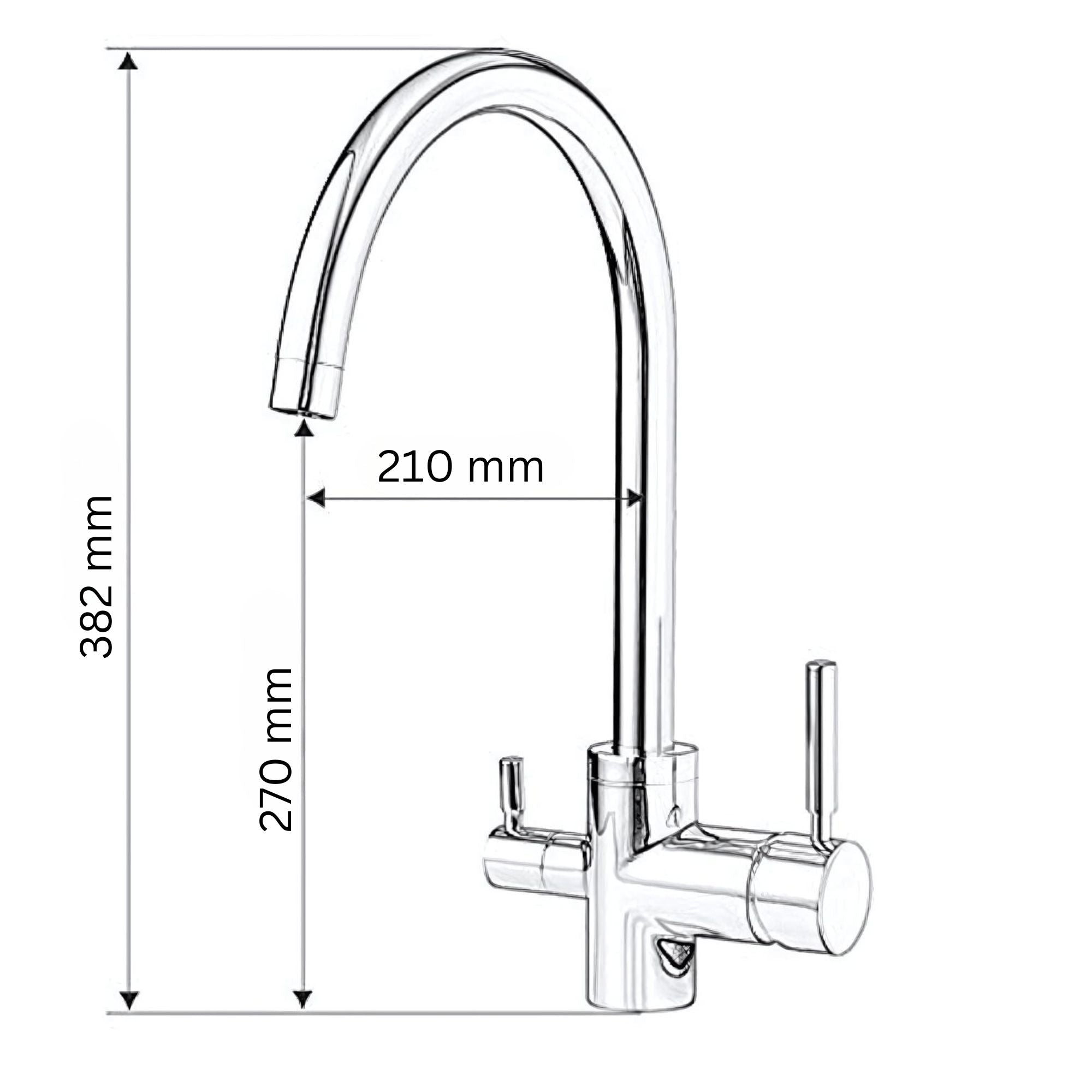 GIULIA 3-Wege-Wasserhahn | 360° drehbare Küchenarmatur Chrome - Osmoseanlage-kaufen.de