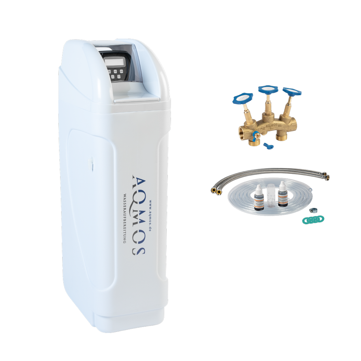 Aqmos AQMOS Enthärtungsanlage CM-80 mit Anschlussset und Montageblock | Bis 6 Personen