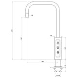 3-Wege-Zusatzarmatur LARA in Edelstahl Massiv - Wasserhahn geeignet für Sprudelwasser