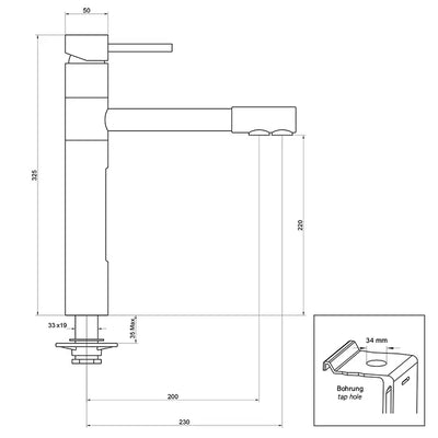 Designer 5-Wege-Wasserhahn STELLA Hot Edelstahl massiv - Osmoseanlage-kaufen.de