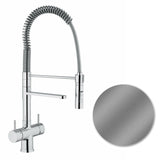5-Wege-Armatur LUXURY Spiralfederwasserhahn Edelstahl Optik mit Brause Wasserhahn