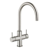 Designer 5-Wege-Wasserhahn CUCINA UNICA Edelstahl massiv
