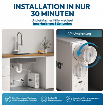 AORA GT600 Direct Flow Osmoseanlage inkl. 3-Wege-Armatur in schwarz - Osmoseanlage-kaufen.de