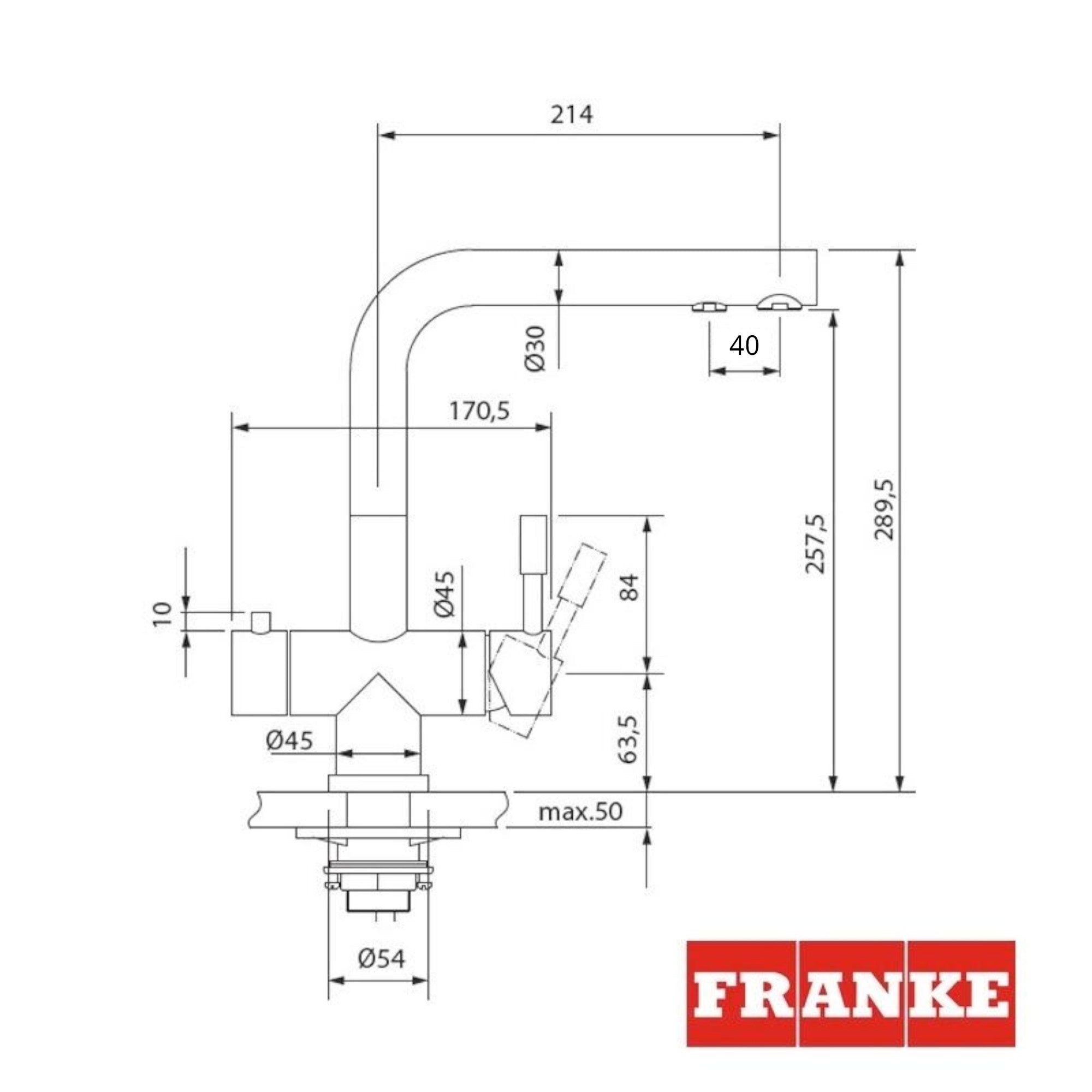 Franke Wellfresh 110 - 3-Wege-Wasserhahn L-Auslauf Edelstahl Massiv + Britafilter P1000 - Osmoseanlage-kaufen.de