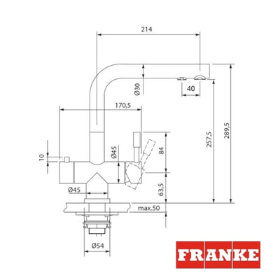 Franke Wellfresh 110 - 3-Wege-Wasserhahn L-Auslauf Edelstahl Massiv + Britafilter P1000 - Osmoseanlage-kaufen.de