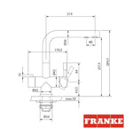 Franke Wellfresh 110 - 3-Wege-Wasserhahn L-Auslauf Edelstahl Massiv + Britafilter P1000