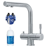 Franke Wellfresh 110 - 3-Wege-Wasserhahn L-Auslauf Edelstahl Massiv + Britafilter P1000