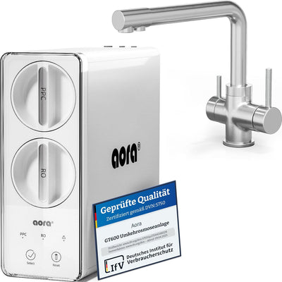 AORA GT600 Direct Flow Osmoseanlage inkl. 3-Wege-Edelstahl-Armatur - Osmoseanlage-kaufen.de