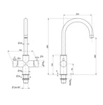 Designer 5-Wege-Wasserhahn CUCINA UNICA Edelstahl massiv