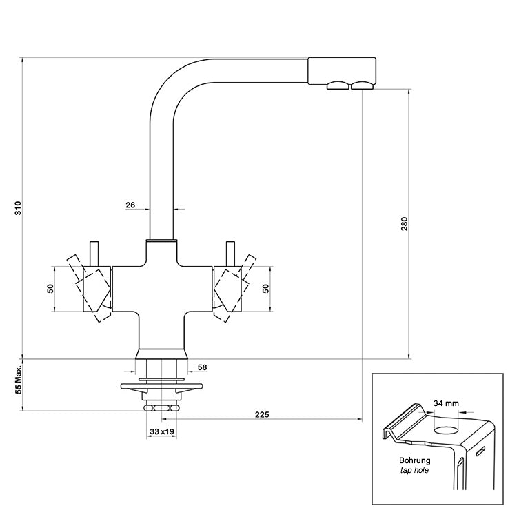 Untertisch-Tafelwassersystem SPRUDELUX® POWER SODA inkl. 5-Wege-Armatur NOBIUS L-Auslauf - Osmoseanlage-kaufen.de