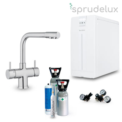 Untertisch-Tafelwassersystem SPRUDELUX® POWER SODA inkl. 5-Wege-Armatur NOBIUS L-Auslauf - Osmoseanlage-kaufen.de
