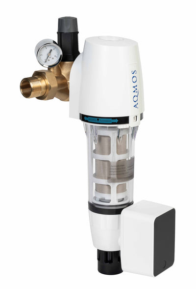 Rückspülfilter Aqmos 1 mit Rückspülfilterautomatik, Druckminderer und Manometer - Osmoseanlage-kaufen.de