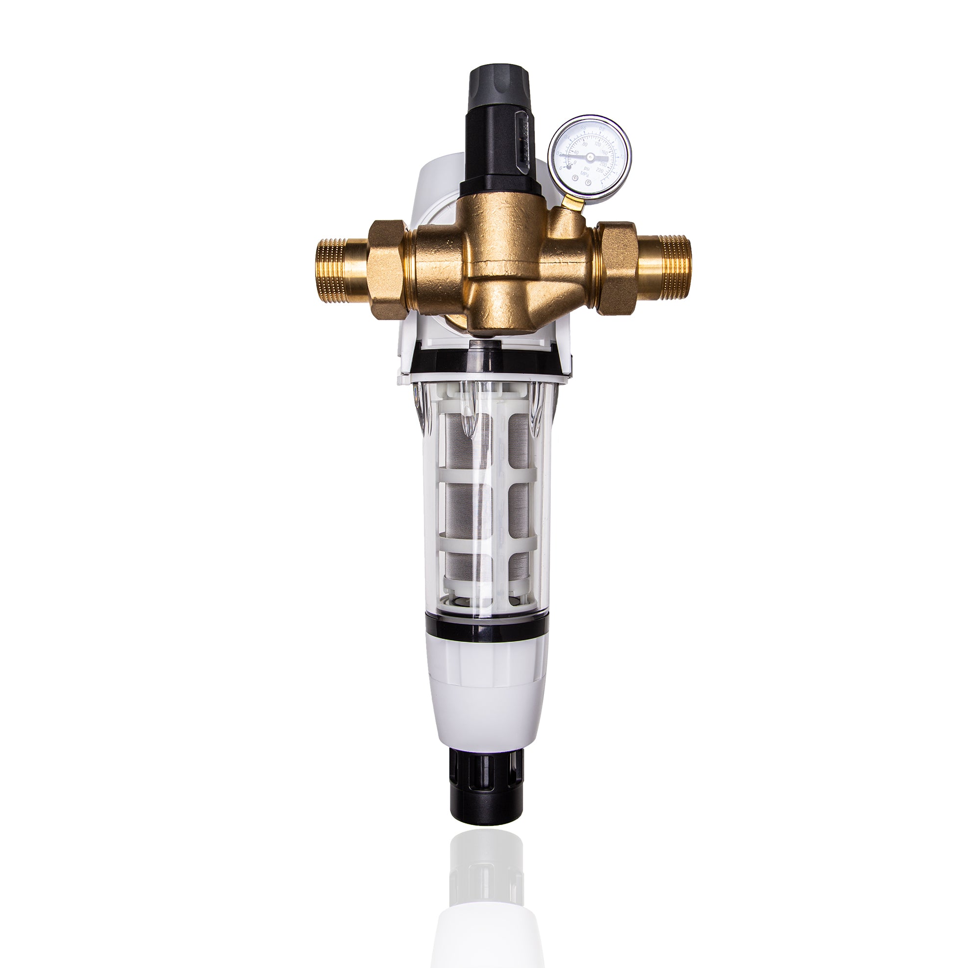 Rückspülfilter Aqmos 1 mit Rückspülfilterautomatik, Druckminderer und Manometer - Osmoseanlage-kaufen.de