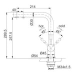 Franke Wellfresh 110 - 3-Wege-Wasserhahn L-Auslauf Edelstahl Massiv + Britafilter P1000