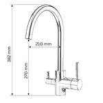 VALERIA INOX 3-Wege-Wasserhahn aus Edelstahl | 360° drehbare Küchenarmatur aus massivem 304 Edelstahl