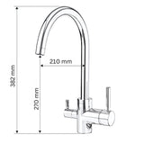 VALERIA INOX 3-Wege-Wasserhahn aus Edelstahl | 360° drehbare Küchenarmatur aus massivem 304 Edelstahl