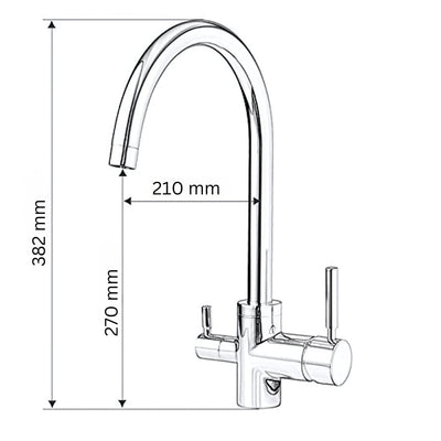 GIULIA 3-Wege-Wasserhahn | 360° drehbare Küchenarmatur Chrome - Osmoseanlage-kaufen.de