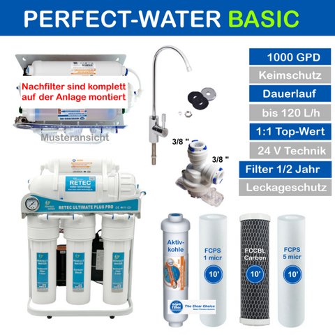 1000 GPD RETEC BASIC Umkehrosmoseanlage Ultimate PLUS PRO Perfect-Water
