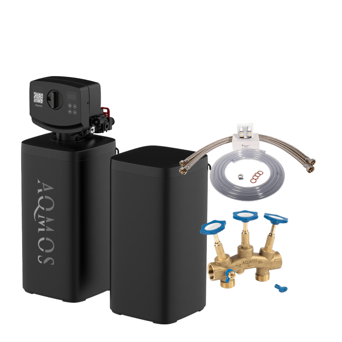 Aqmos Wasserenthärtungsanlage FLEX-40 mit Anschlussset und Montageblock
