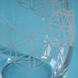 Glaskaraffe für Edelsteinphiolen mit Blume des Lebens